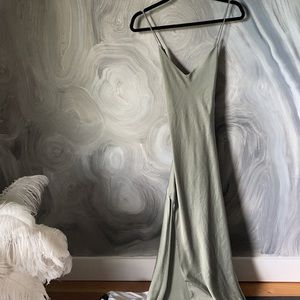 PLANET BLUE silk charmeuse olive slip dress